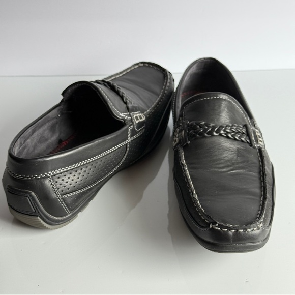 Black Leather Men's Loafers - Picture 5 of 12